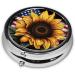 Sunflower & American Flag Portable Metal Pill Box | Round Mini 3-Compartment | Travel-Friendly Design | Ideal for Small Pills - Buy Online on GoSupps.com