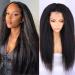 USUCHBEAUTY Kinky Straight Human Hair Wig 180% Density 13x4 HD Yaki Straight Human Hair Wigs for Black Women Glueless Wigs Human Hair Pre Plucked Brazilian Virgin Transparent Lace Wig (24 Inch) 24 Inch 13x4 Yaki Straight...