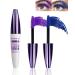 2PCs Blue Purple 5D Telescopic Mascara for Eyelashes Waterproof Smudge-Proof Long Lasting Colored Mascara Voluminous Curling Non-Clump Mascara False Lash Effect Extension Makeup Cosplay Party Use 04#+05# Black+Purple