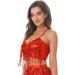 CHICTRY Women's Red Sequin Belly Dance Costume Bra Top - Medium - Buy Online on GoSupps.com