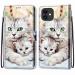 Nadoli Coque Wallet pour iPhone 11 6.1" Color Peint Mignonne Chat Portefeuille Cuir avec Fonction Stand et Fentes de Carte Flexible Souple TPU Coque Housse Etui iPhone 11 6.1" Chat