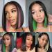 Red Peekaboo Synthetic Bob Wig for Women | Shoulder Length Black with Red Highlights | Blunt Cut Lace Front Bob Wig for Daily Party Wear - Buy Online on GoSupps.com