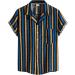 BEUU 2022 Men's Summer Vertical Striped T-Shirt - Blue Large | Button Down Slim Fit Casual Shirt - Buy Online on GoSupps.com