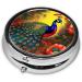 Buy Peacock Flowers Round Pill Box - 3 Compartment Portable Travel Organizer for Easy Medication Management - Buy Online on GoSupps.com