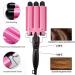 Nebula-X Three Barrel Curling Iron Wand - 1 Inch Ceramic Tourmaline Triple Barrels Dual Voltage Crimp (Pink) - Buy Online on GoSupps.com