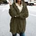 oelaio Winter Fleece Jacket for Women Zip Up Coats Oversized Sweatshirt Open Front Hooded Draped Pockets Cardigan Fashion Army Green Small - Buy Online on GoSupps.com