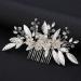 Sujhyrty Bride Leaf Bridal Hair Comb Pearl Wedding Hair Piece Rhinestone Hair Accessories for Women and Girls - Buy Online on GoSupps.com