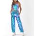 ODIZLI Womens Shiny Metallic High Waist Jogger Pants - Holographic Laser Blue Large - Buy Online on GoSupps.com