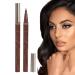 Double Edge Lower Lash | Waterproof Liquid Liner Pencil Three Colours Choices Eyeliner Pencil for Makeup Beginners Liquid Pencil with Bifurcated Brush Head Pochy Brown Coffee