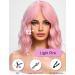 WOKESTAR Bob Curly Wig 12 Light Pink with Fringe - Short Synthetic Wavy Wig for Women - Buy Online on GoSupps.com