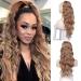 Pferdeschwanz hair part clip extension with cord strain long hair extension extension wig natural blond afro curly ponytail for braid blond brown/approx. 66cm vd063d a-m6/26 66.04 cm (1 Pack)