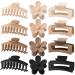 12 Pack Large Hair Claw Clips 4.3 Inch Rectangle Hair Claw Clips Flower Hair Clips for Women Thin Thick Curly Hair, Matte Hair Clip Hair Claws Banana Clips Strong Hold jaw clips, 3 Styles Claw Clips Neutral Colors Black, Coffee, Khaki, Beige