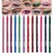 evpct 12Pcs Pink Rose Red Orange Purple Black Silver Blue Red Brown Colored Glitter Eyeliner Eye Liner Pencils Makeup Set for Women Waterproof lapiz delineadores de colores para ojos contra el agua 12 Count (Pack of 1) S...