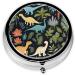 Cute Dinosaur Round Pill Box | 3 Compartment Portable Travel Medicine Organizer | Mini Decorative Pocket Purse - Buy Online on GoSupps.com