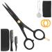 B-FOKUS Professional Mustache Scissors, 5 Inches Black & Gold Mustache and Beard Scissors, German Stainless Steel Beard Scissors for Men with Comb Set, Cleaning Cloth and Zipper Case.