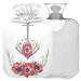 NAANLE hot water bottle with watercolor flower anchor with reference transparent hot water bottle 1 l for bed hand feet warmer pain relief heat and cold therapy