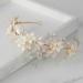 SWEETV Crystal Tiara Bridal Headpiece for Wedding | Gold Flower Leaf Hair Accessory for Women - Buy Online on GoSupps.com