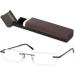 Cadenis Borderless Reading Glasses | Stainless Steel Frame +1.00 to +3.00 Diopters | Stylish ETUI Brown Case | International Shipping Available - Buy Online on GoSupps.com