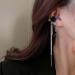 Punk Black Rose Flower Earrings | Rhinestone Chain Drop Tassel Earrings for Women | Silver CZ Ear Cuff Jewelry - Buy Online on GoSupps.com