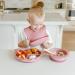 Little LoveBug Dinosaur Feeding Set | 100% Silicone | Divided Plate, Bowl, Bib & Spoon | Toddler & Baby Led Weaning Set in Dusty Rose - Buy Online on GoSupps.com