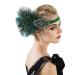 SWEETV Rhinestone Flapper Headband 1920s Headpiece  Great Gatsby Headpiece Flapper Hair Accessories for Women  Dark Green 01.green-peacock