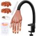 Nail Practice Hand for Acrylic Nails - HoMove Flexible Movable Nail Training Mannequin Hand Fake Hands to Practice Nail - Best DIY Manicure Starter Kit with 300 PCS False Nail Tips & File 4 Piece Set(Brown)