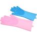 Dishwashing Gloves Magic Silicone Glove Brush Bathroom Kitchen Cleaning Gloves Pink - Buy Online on GoSupps.com