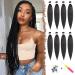 Feshfen Pre Stretched Extension Hair for Braids 65 cm 8 pieces Pres stretched braid hair extensions yaki-texture synthetic hair extensions ez braiding hair extension darkest brown 65 cm (8 Pack) 4# darkest brown
