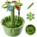 Paint Brush Cleaner Rinse Cup Basin  All-in-One Brush Cleaning Washer Tank Organizers With Brush Holder Palette for Artist Kids Acrylic Watercolor Oil Water-Based Painting - Cute Flower Pot Design Green