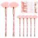 12 Pcs Fan Brushes for Facial Mask Brushes with Glitter Quicksand Handle Cosmetic Facial Fan Brushes Soft Facial Mask Brush Applicator Facial Peel Applicator Face Mask Tools with Pouch Case (Pink)