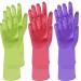 WOTPCRD 3 Pairs Kitchen Dishwashing Gloves Colorful Reusable Kitchen Gloves Anti-Slip Household Cleaning Gloves Rubber Cleaning Gloves Multipurpose Rubber Gloves for Washing Dishes and Cleaning Tasks