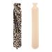Long Hot Water Bottle with Plush Cover Long Wearable Belts for Fixing on Neck Waist Abdomen. 2L Capacity Rubber Hot Water Bottle with 5 Screw Thread Stopper to Prevent Leaking (Leopard Print)