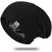 Silk Bonnet Sleep Cap-Satin Sleeping Cap for Women and Men,Soft and Comfortable of Silk Night Cap,Large Beanie Hat & Adjustable of Shower Cap Hair Cover Bonnets Used for Natural Curly Hair Protection Black