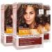 3 x L'Or al Paris Excellence cream permanent hair color universal nude light brown 5U triple treatment - 3 colors 3 x color light brown 5U