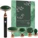 Vibrating Face Roller and Massager - 5 in 1 Rechargeable Jade Roller for Face for Soft and Smooth Skin Relaxing Beauty Skin Care Set Soothes Puffy Eyes Green Quartz