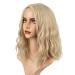 TUZHU Wavy Wig Short gold Middle Part Wigs Shoulder Length Women's Short Synthetic Lace Front Wigs Cosplay Wig for Girl Colorful Costume Curly Wigs ( BLONDE 16in) TF005 GOLD