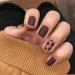 Sethexy Short Square Leopard Pattern Brown Matt False Fingernails - Complete Cover Acrylic Press-On Nail Tips for Women & Girls | International Shipping - Buy Online on GoSupps.com