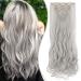Curly Wavy Clip In Hair Extension Synthetic Matte Material 8 Pieces Clip In Hairpieces Fibre Set 24 Inch/60cm 140g Silver Grey