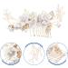 Flower fascinator Bride Wedding Hair Comb Flower Combs for Hair Rhinestone Pearls Leaf Hair Piece Crystal Hair Side Comb for Women and Girls Rosy One Size White - Buy Online on GoSupps.com