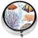 Colorful Fish Round Pill Box | 3 Compartment Mini Travel Pill Organizer for Vitamins & Medications - Buy Online on GoSupps.com