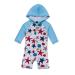 BONVERANO Baby Boys Swimsuit Toddler Bathing Suit Zip-up Full-Zip Hoodie One Piece Swimwear with UPF 50+ Sun Protection 6-9 Months Blue Star