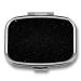 Pill Box Black Glitter Print 2 Compartment Medicine Pill Case Pill Organizer Decorative Metal Portable Pill Box for Pocket Or Purse