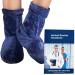 Doctor Developed Copper Infused Foot Compression Sleeves/Plantar Fasciitis Socks PAIR and Doctor Written Handbook Heated Booties (Blue)