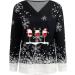 Women's Lightweight Christmas Print Sweatshirt - Loose Fit V Neck Pullover, Snowman Tree Design, Long Sleeve Top - Casual Crew Jersey - Wine (Small) - Buy Online on GoSupps.com