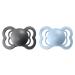 BIBS Supreme Baby Pacifier 2-Pack | Made in Denmark | BPA-Free Soother | Natural Rubber Latex | Size 1 (0-6 Months) | Iron/Baby Blue - Buy Online on GoSupps.com