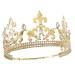 YOVECATHOU Royal King Crown Men Metal Prince Crowns Tiaras Full round For Birthday Prom Party Halloween Costume Gold