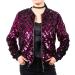 Women's Casual Winter Long-Sleeve Coat Round-Neck Hoodless Sequin Jacket Hot Pink Large - Buy Online on GoSupps.com
