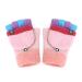Toddler Kids Puppy Flip Top Short Knitted Half Finger Gloves for 3-8 Yrs Contrast Color/Pink