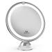 Vimdiff 10X Magnifying Mirror with Light  Makeup Mirror with Touch Control LED Lights  360 Degree Rotating Arm  and Powerful Locking Suction Cup  Mirror with Lights for Bathroom Vanity and Travel White