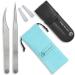 Eyelash Extension Tweezers Set of 2 Eyelash Tweezers - Isolation Tweezers Eyelash Extensions and Volume Lash Tweezers - Straight and Pointed Curved Tweezers - Professional Lash Tweezers   by CLW